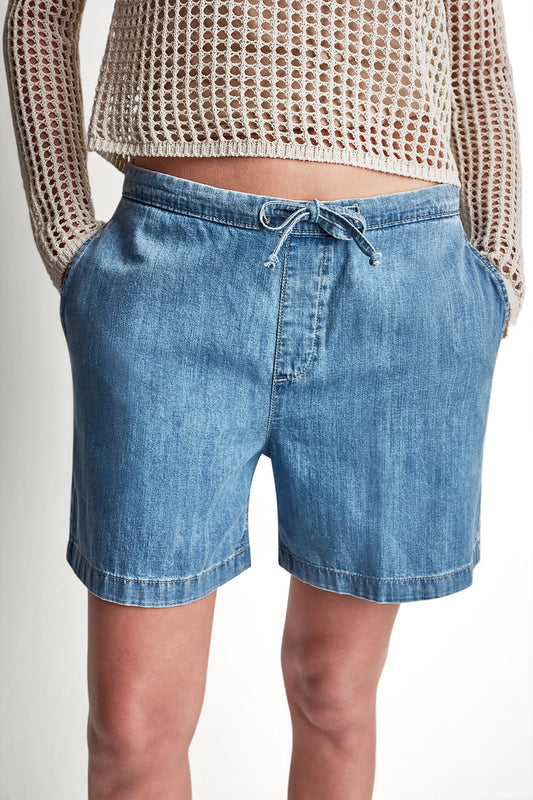 MID-RISE RELAXED DENIM SHORT WITH DRAWCORD - Paladino | DKNY