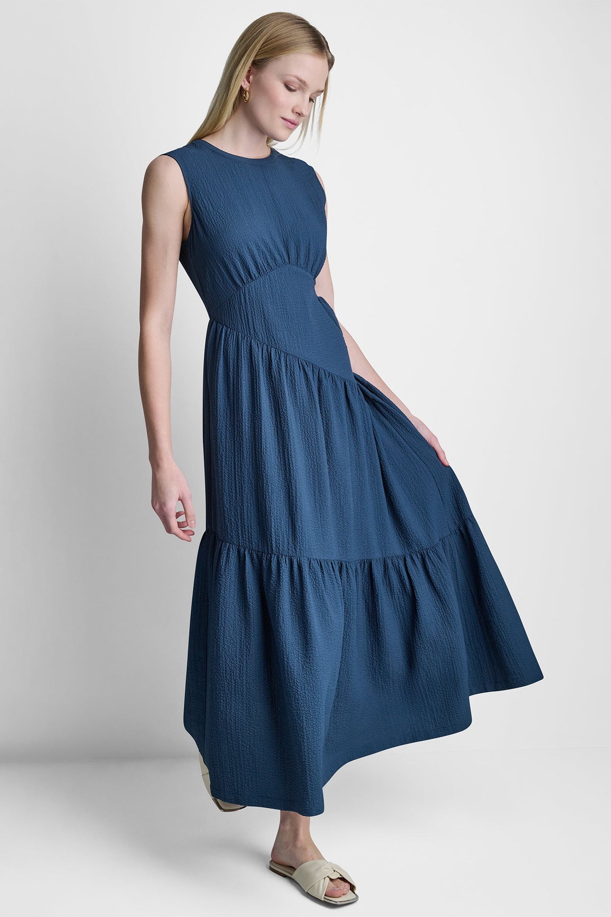 SLEEVELESS MAXI A-LINE DRESS - Indigo | DKNY