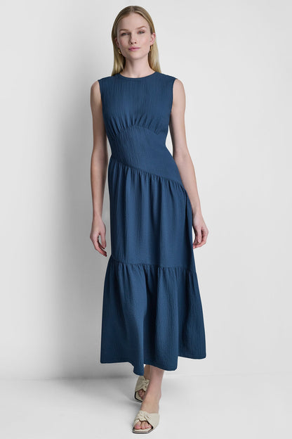SLEEVELESS MAXI A-LINE DRESS - Indigo | DKNY