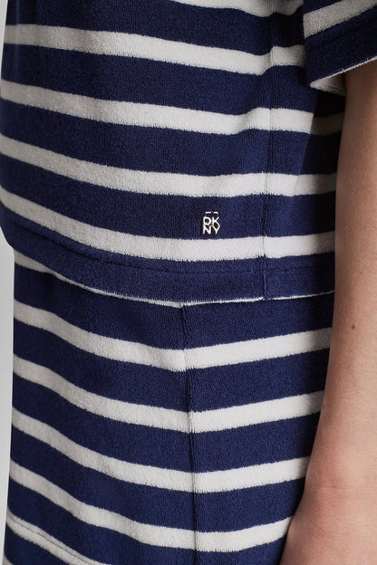TOWELLING TERRY STRIPE BOXY POLO - Travertine/Eggnog | DKNY