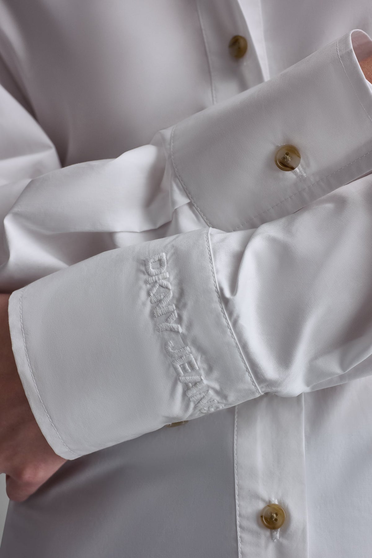 POPLIN CUTOUT TIE BACK SHIRT - White | DKNY