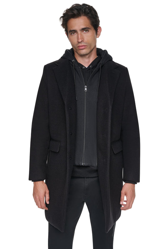 FAUX WOOL COAT - Black | DKNY