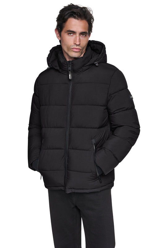 HEAVY WEIGHT HOODED PUFFER - Blue Edge | DKNY