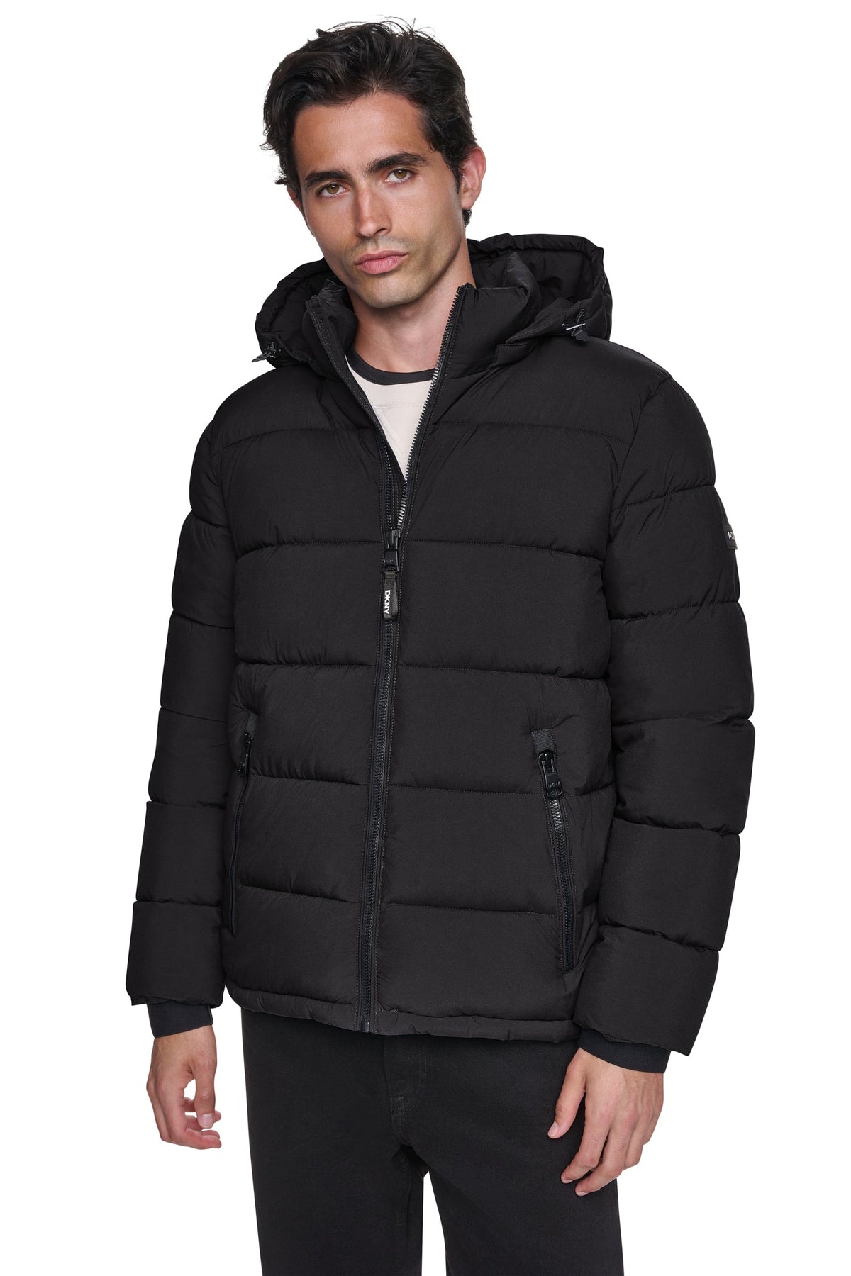 HEAVY WEIGHT HOODED PUFFER - Blue Edge | DKNY