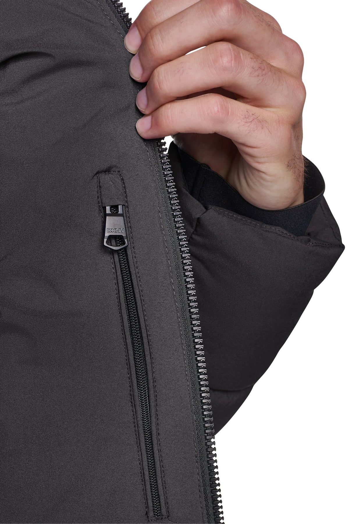 HEAVY WEIGHT HOODED PUFFER - Blue Edge | DKNY