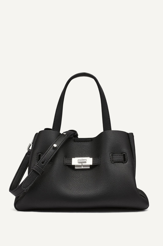 BRYAR SMALL SATCHEL - BLACK/SILVER | DKNY