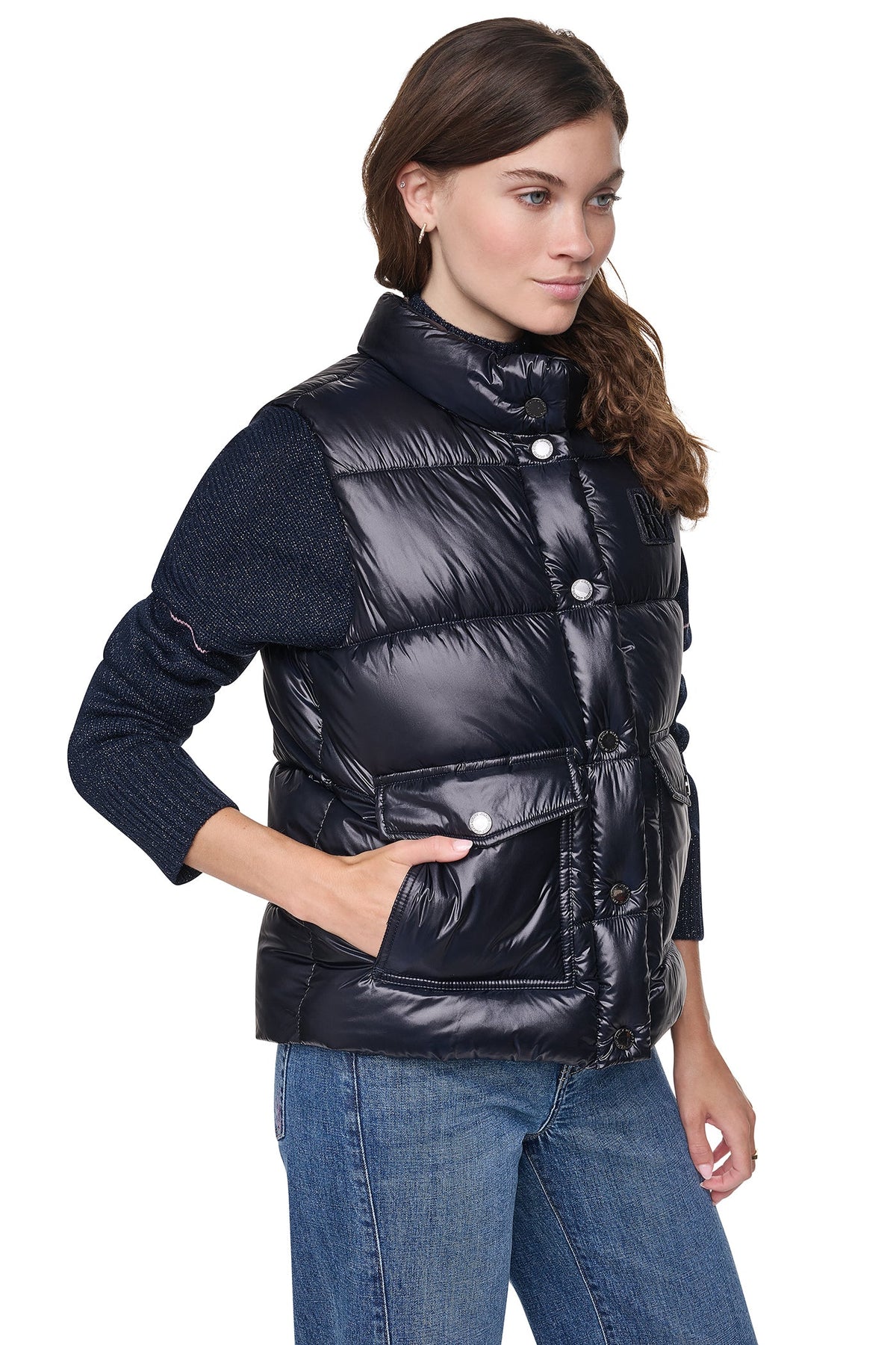 PUFFER VEST - Metallic Black | DKNY