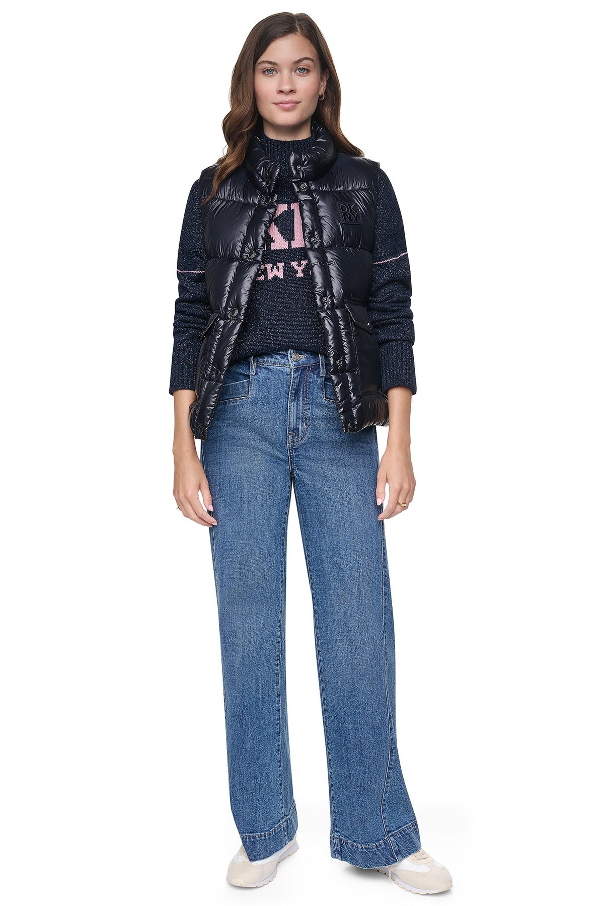 PUFFER VEST - Metallic Black | DKNY
