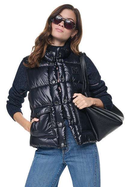 PUFFER VEST - Metallic Black | DKNY