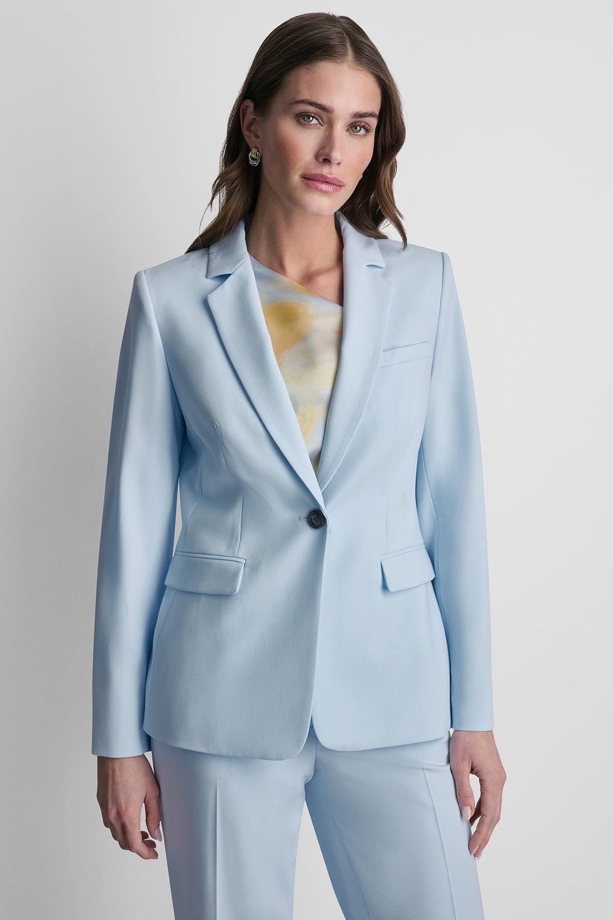 SINGLE BUTTON FRONT BLAZER - Light Blue | DKNY