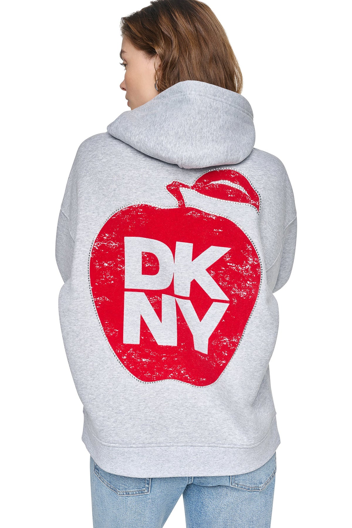 OVERSIZED BIG APPLE LOGO HOODIE - Black | DKNY