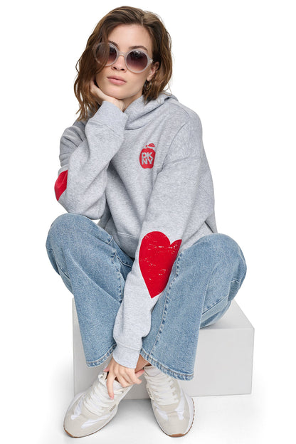 OVERSIZED BIG APPLE LOGO HOODIE - Black | DKNY