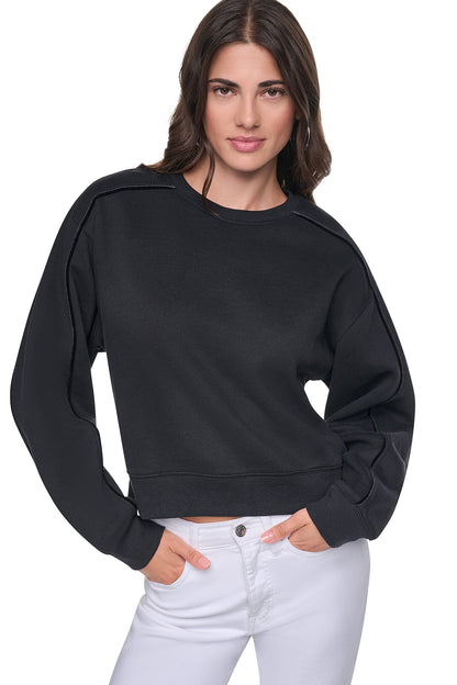 VELVET LOGO SWEATSHIRT - Black | DKNY