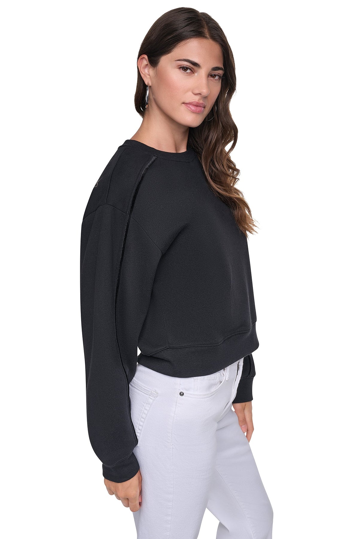 VELVET LOGO SWEATSHIRT - Black | DKNY