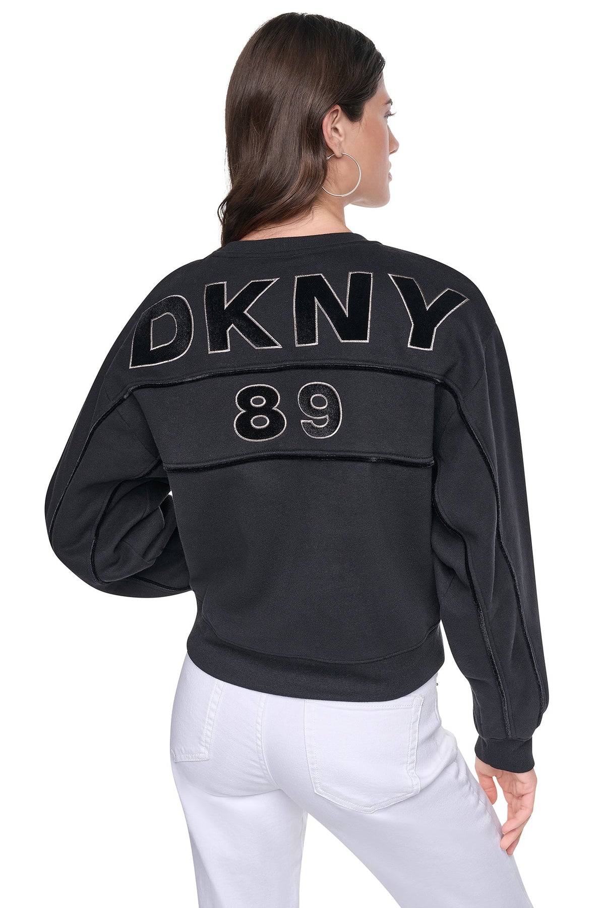VELVET LOGO SWEATSHIRT - Ivory | DKNY