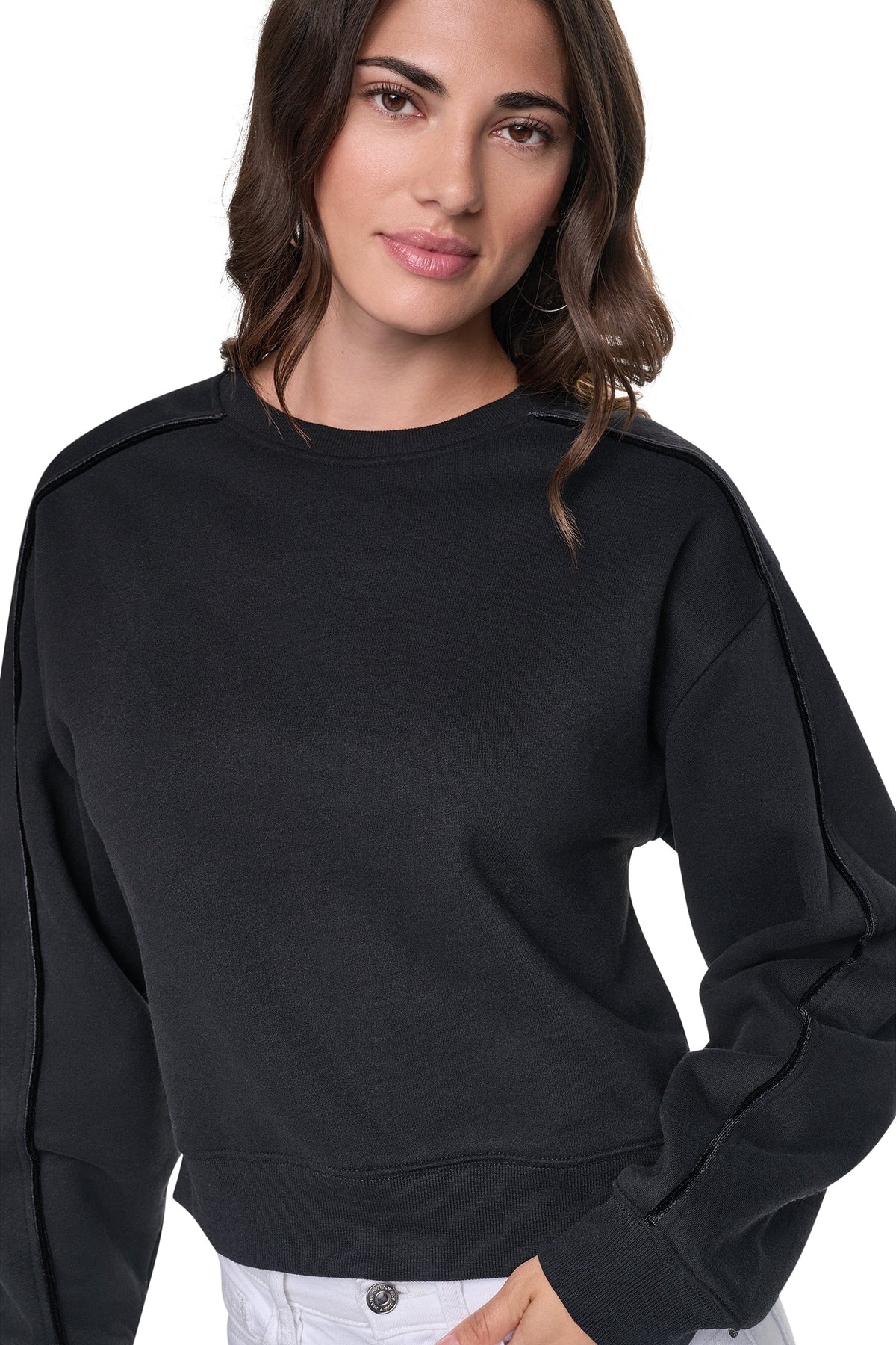 VELVET LOGO SWEATSHIRT - Ivory | DKNY