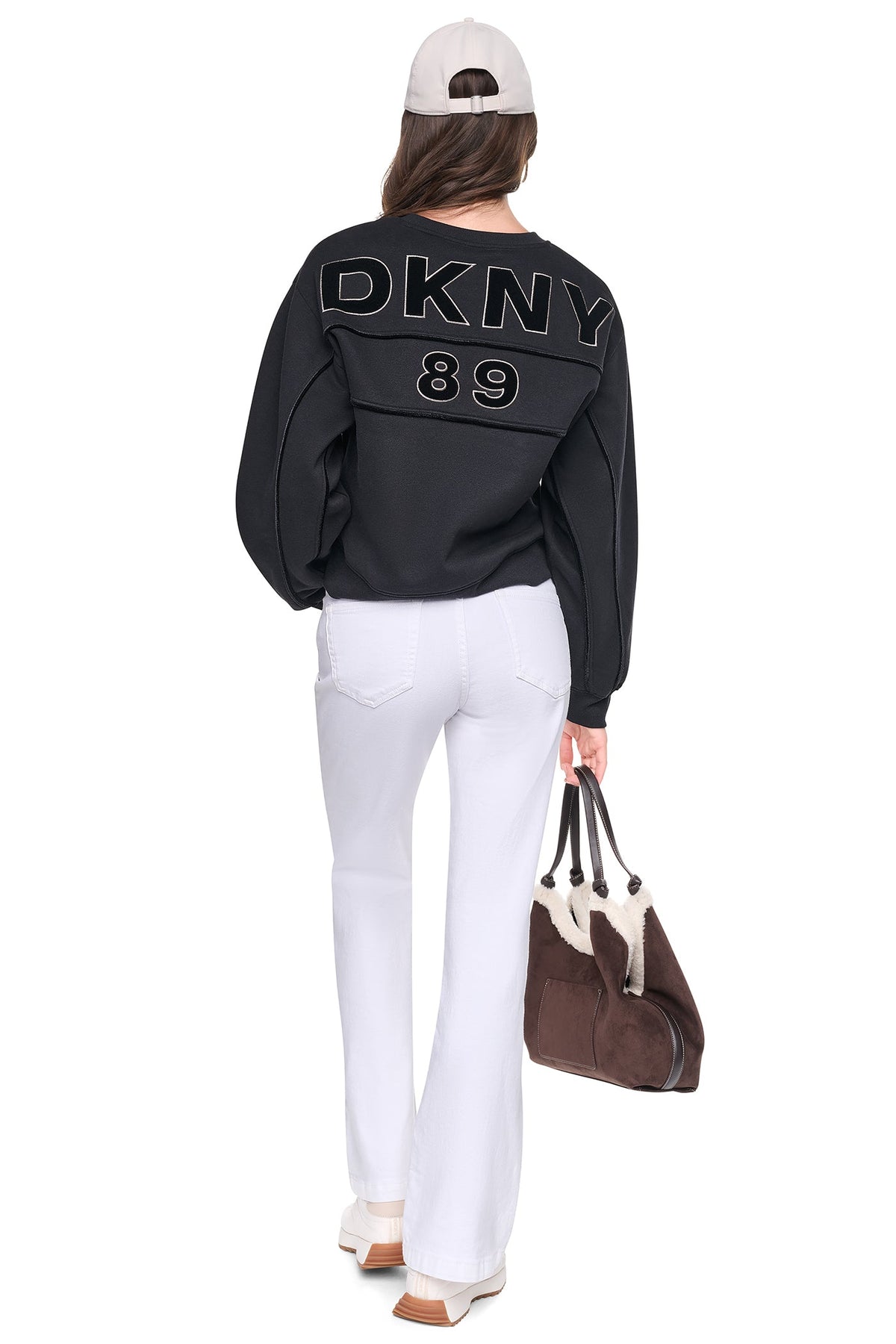 VELVET LOGO SWEATSHIRT - Ivory | DKNY