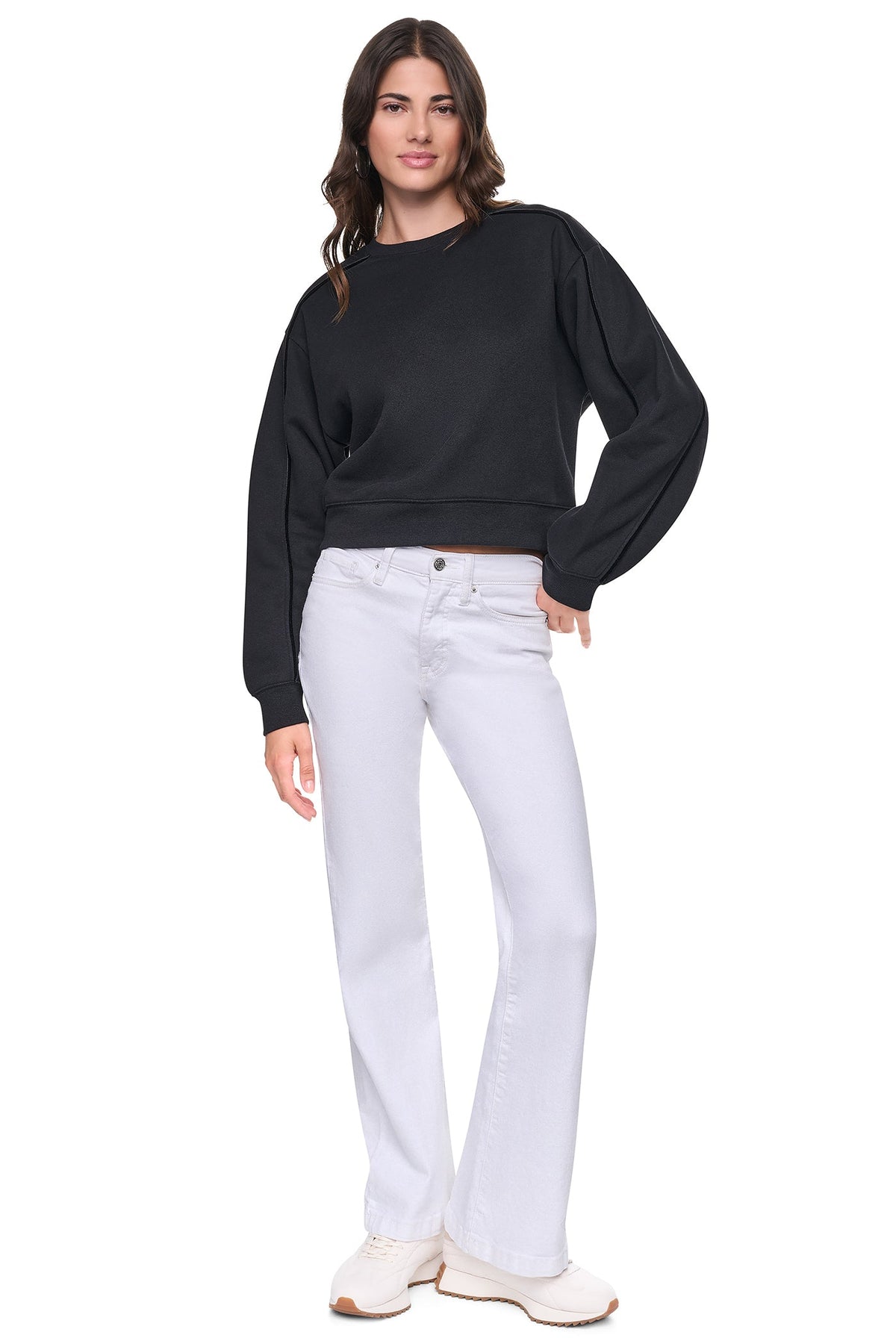 VELVET LOGO SWEATSHIRT - Ivory | DKNY
