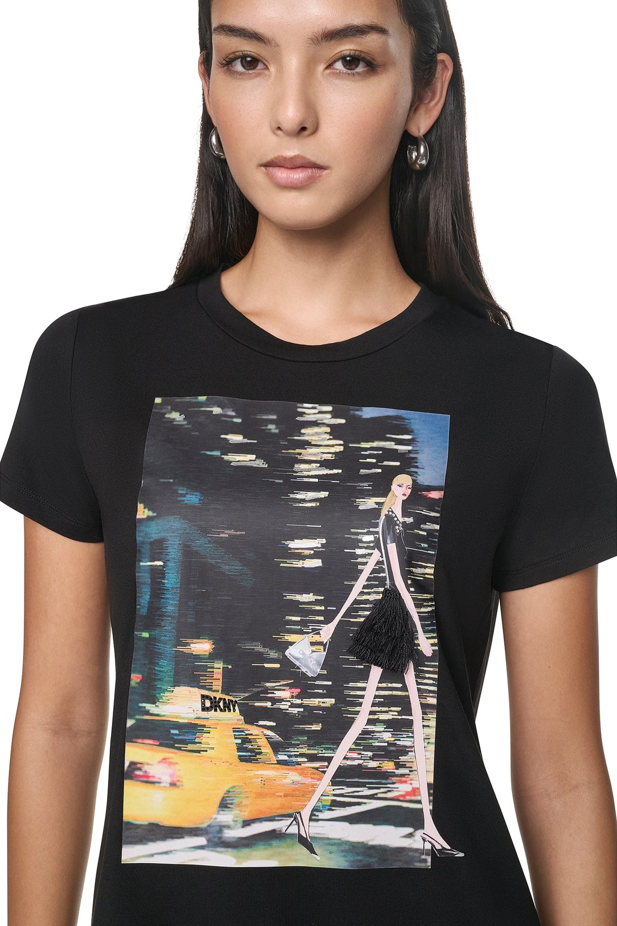 NYC NIGHTS GRAPHIC TEE - Black | DKNY