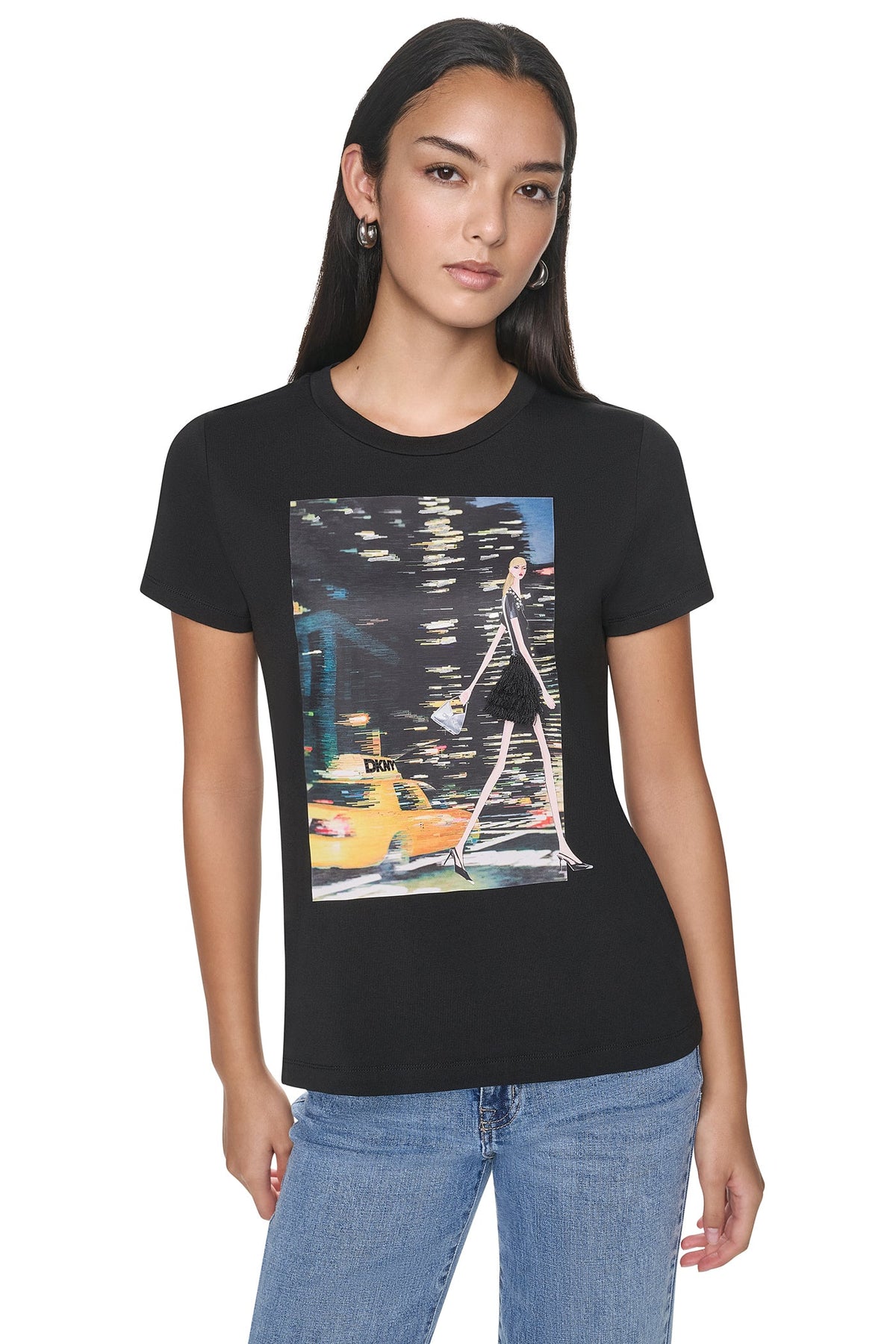 NYC NIGHTS GRAPHIC TEE - Black | DKNY