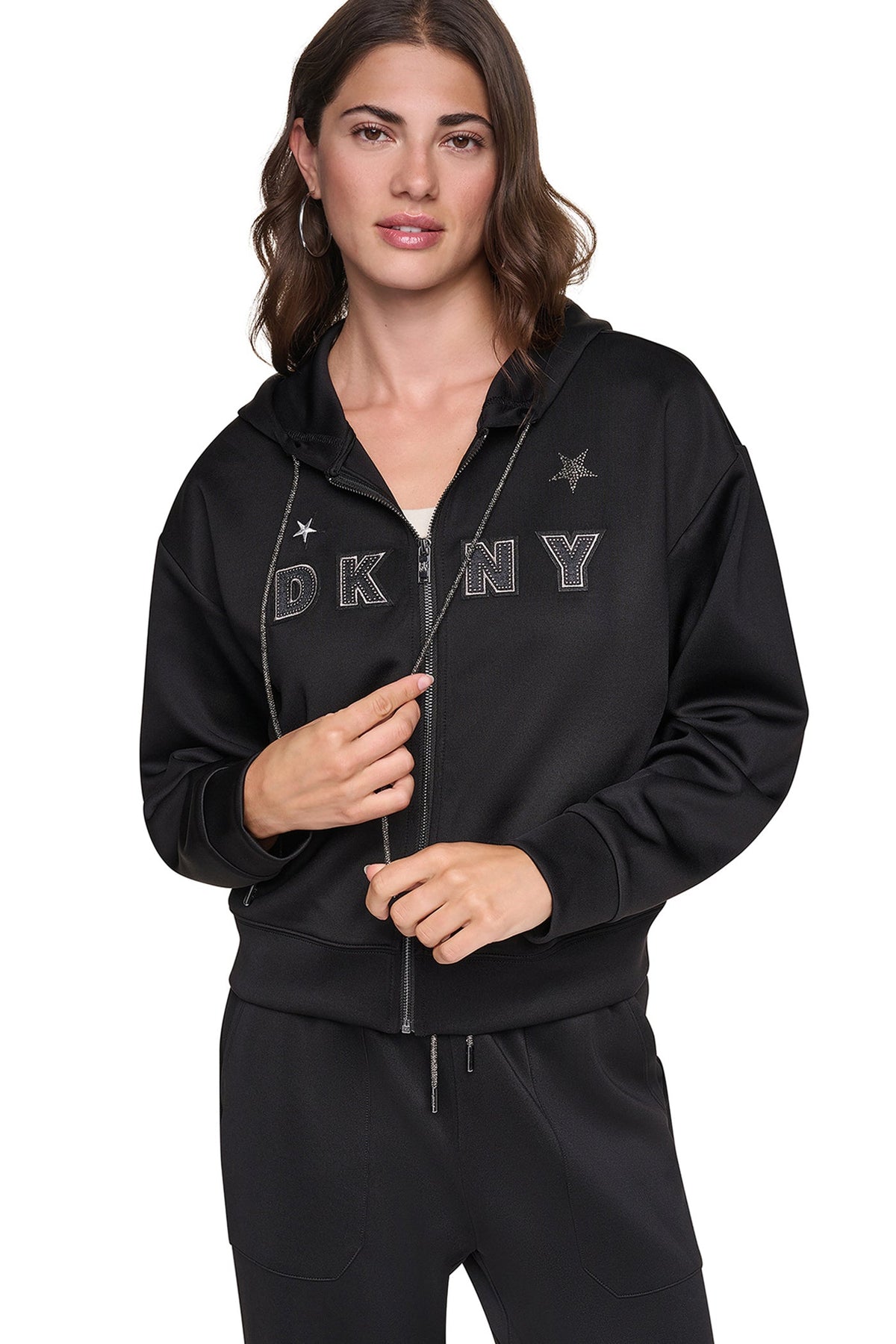 PINS & PATCHES HOODIE - Black | DKNY