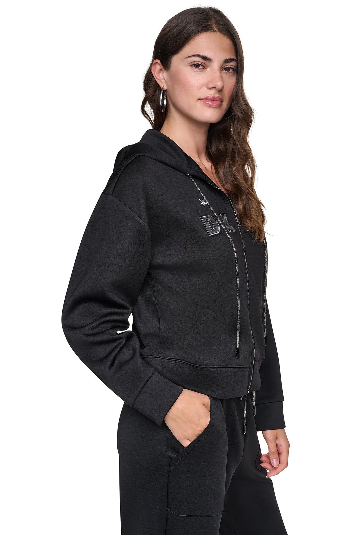 PINS & PATCHES HOODIE - Black | DKNY