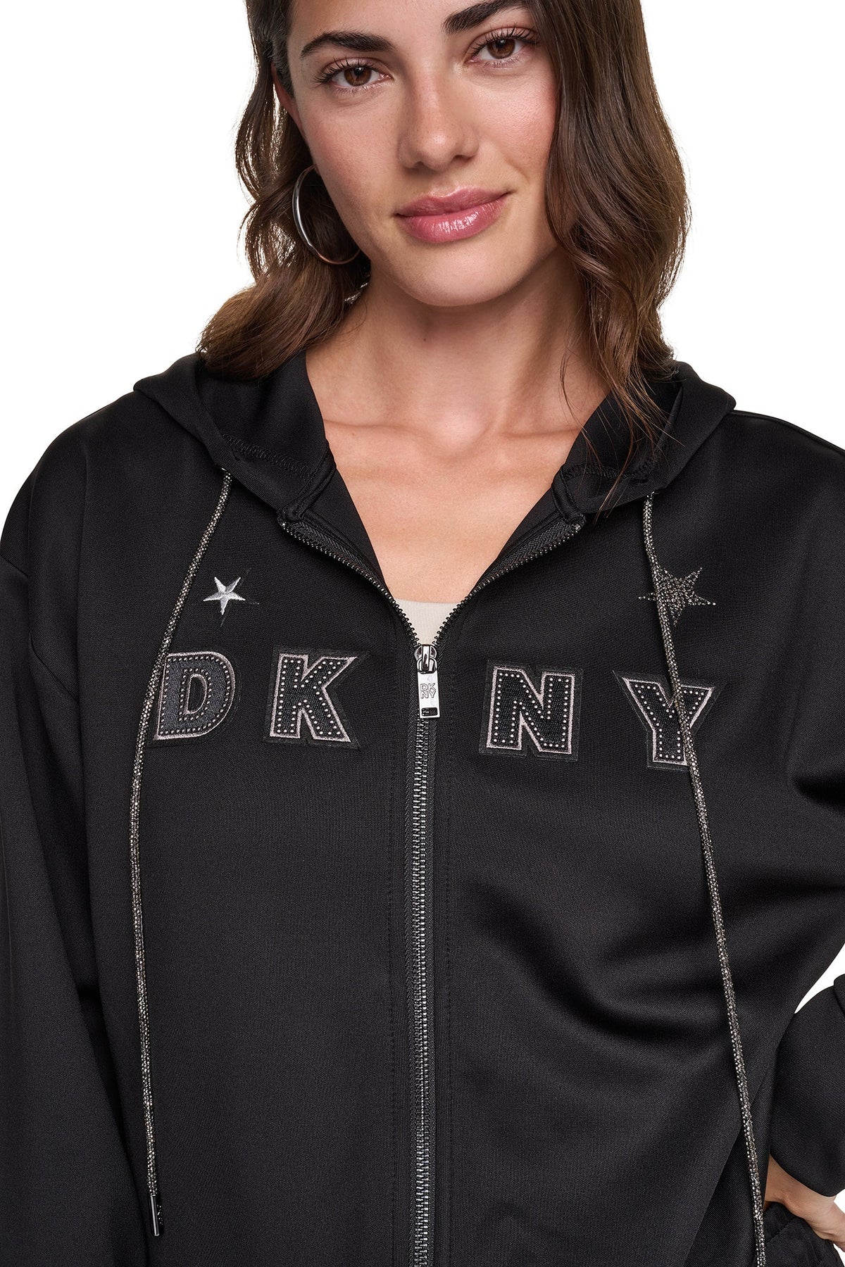 PINS & PATCHES HOODIE - Black | DKNY