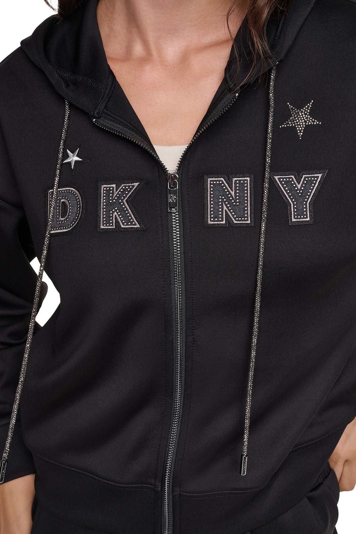 PINS & PATCHES HOODIE - Black | DKNY