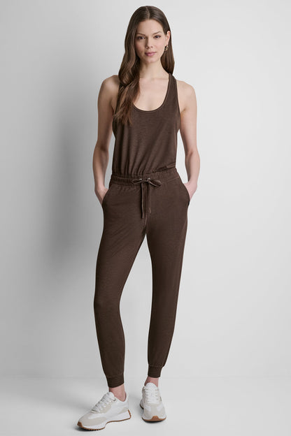 SPACEDYE RACERBACK TANK JUMPSUIT - Espresso Spacedye | DKNY