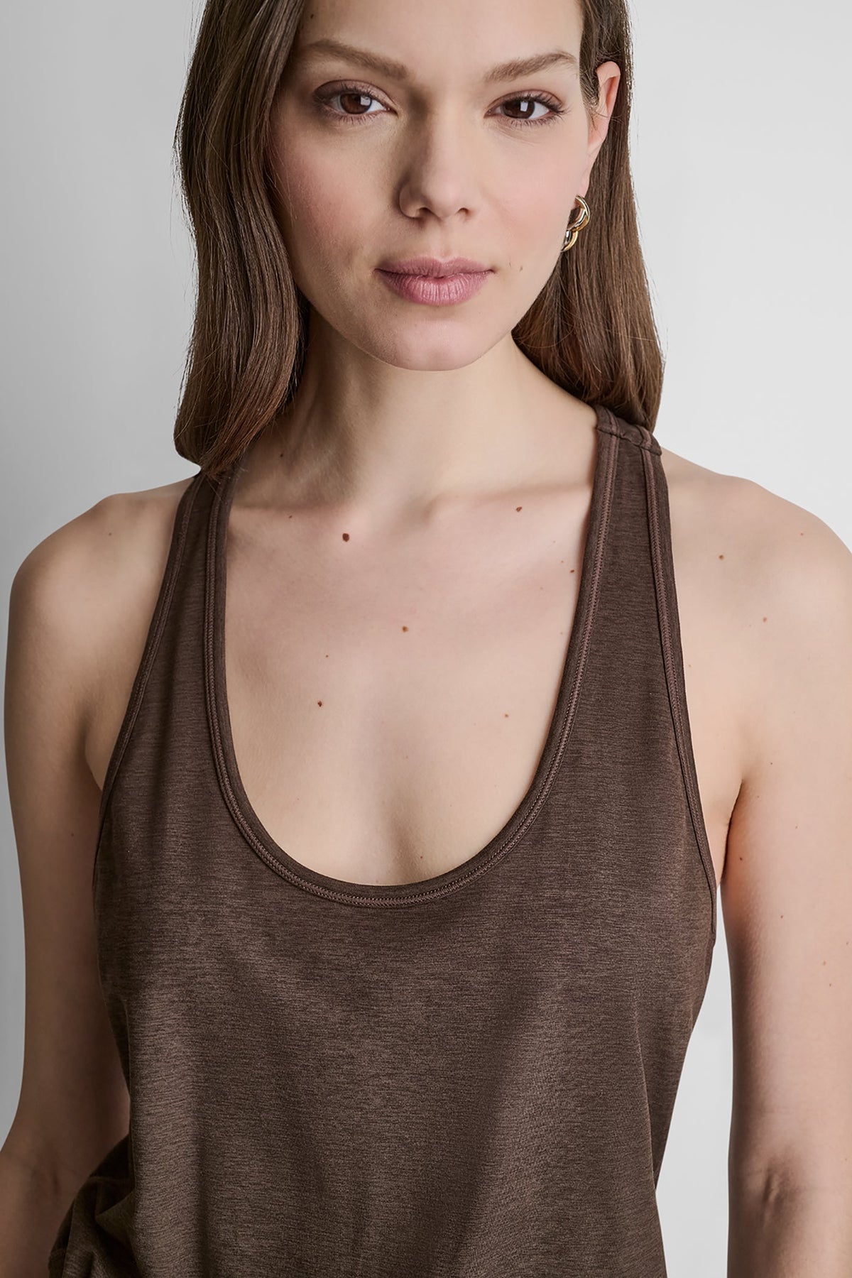 SPACEDYE RACERBACK TANK JUMPSUIT - Espresso Spacedye | DKNY