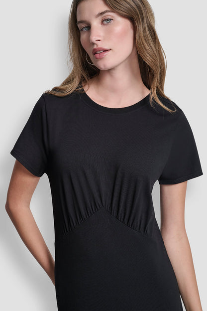 RUCHED BODICE TIERED MAXI DRESS - Black | DKNY