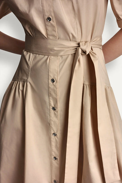 COTTON-BLEND DROP-WAIST MIDI SHIRT DRESS - Moonlight | DKNY