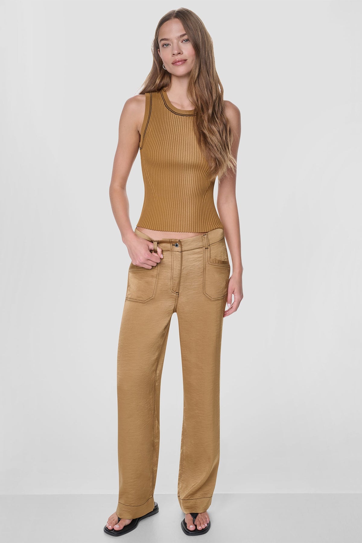 TOP STITCH STRAIGHT LEG PANT - Dune | DKNY