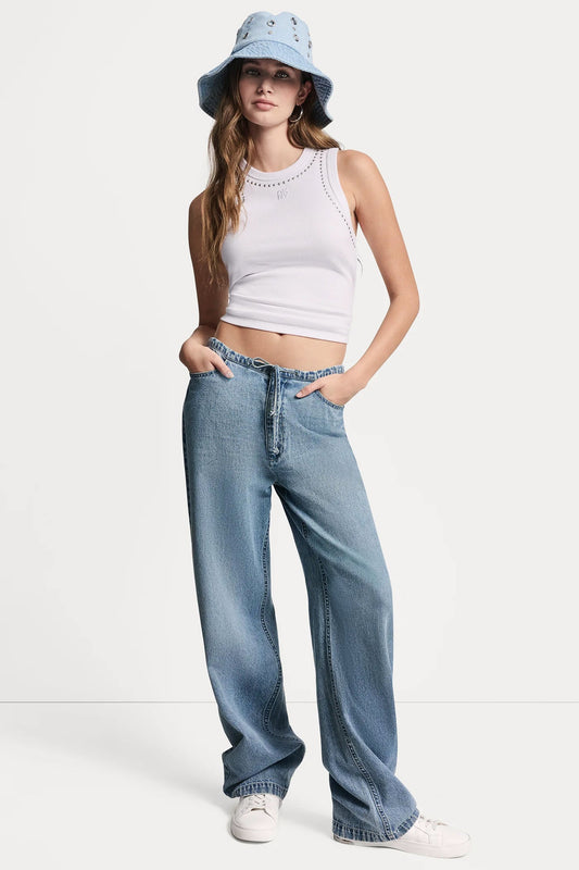 MID-RISE RELAXED STRAIGHT LEG WITH DRAWCORD - Eden | DKNY