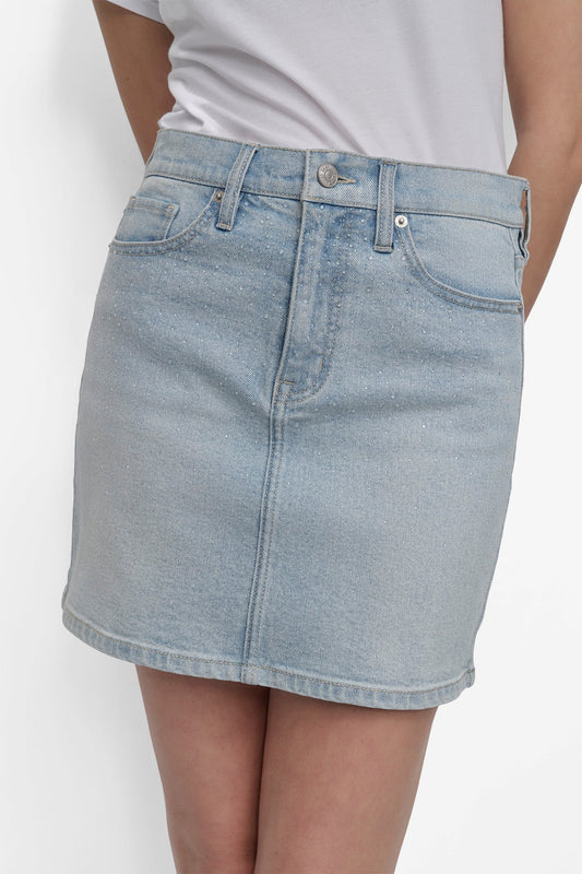 MINI SKIRT WITH RHINESTONE EMBELLISHMENT - HEAT WAVE | DKNY