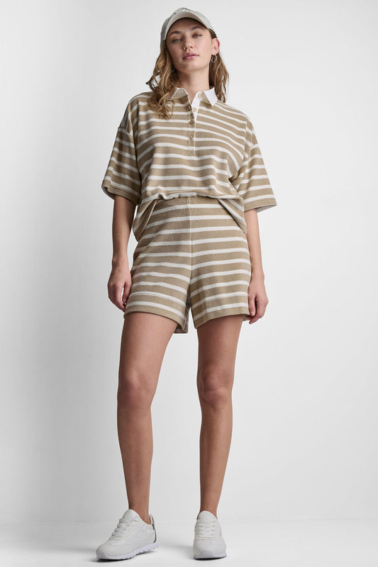 TOWELLING TERRY HIGH-RISE SHORT - Peacoat/Eggnog | DKNY