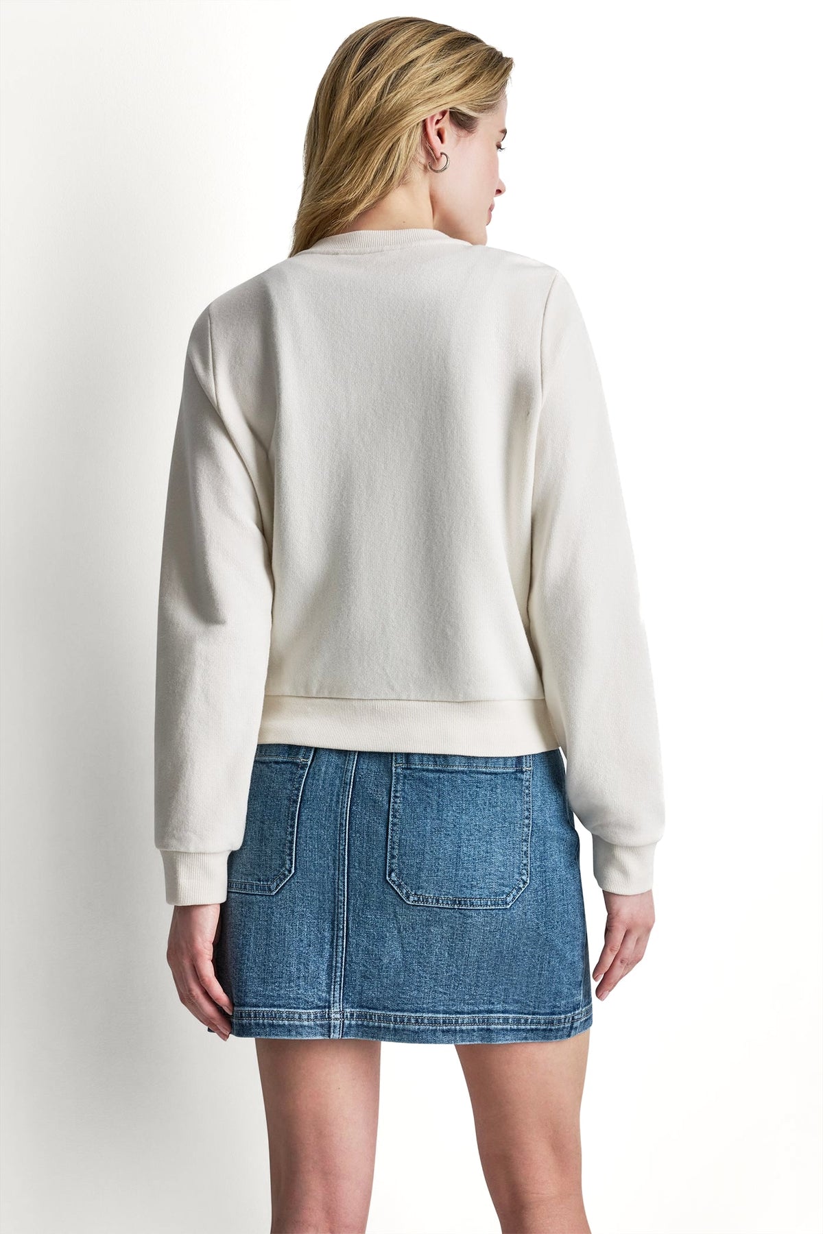 BUTTON FRONT SHRUNKEN LOGO JACKET - Eggnog | DKNY