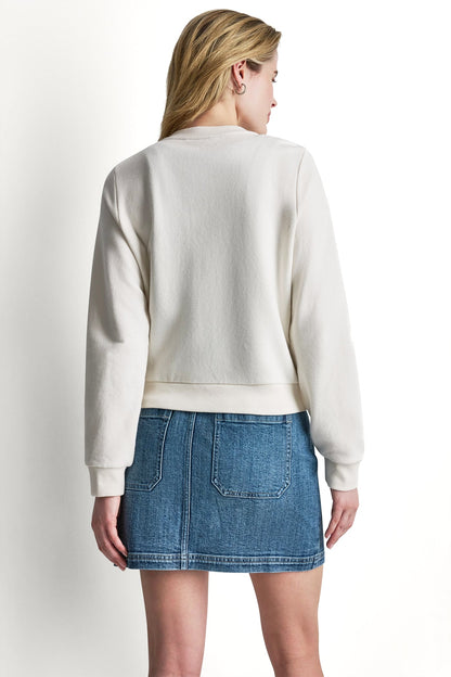 BUTTON FRONT SHRUNKEN LOGO JACKET - Eggnog | DKNY
