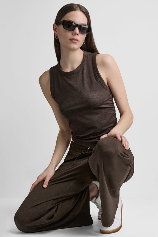 SPACEDYE TANK WITH RUCHING - Mesa Rose Spacedye | DKNY