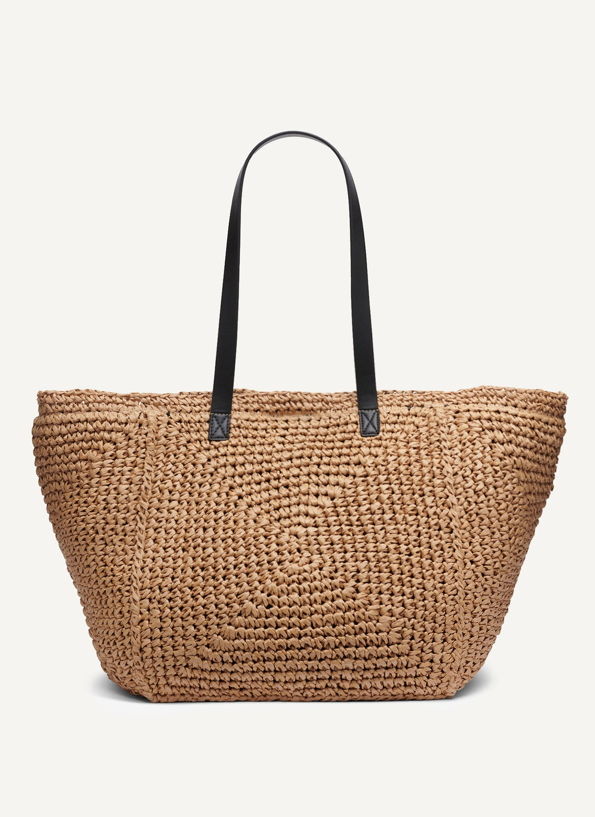 PALOMA CROCHET STRAW LOGO TOTE - Natural/Black | DKNY