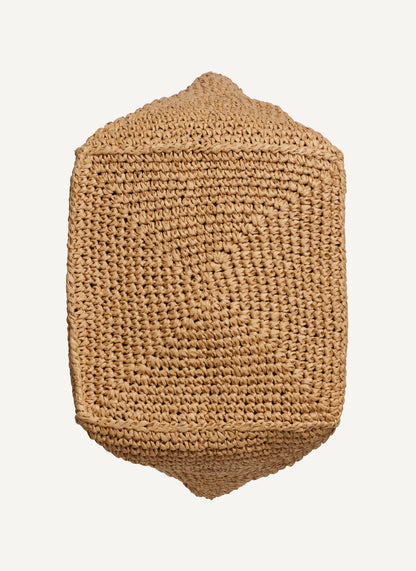 PALOMA CROCHET STRAW LOGO TOTE - Natural/Black | DKNY