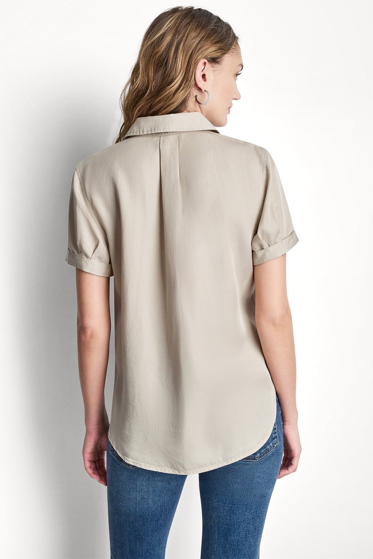 GARMENT DYE BUTTON-FRONT SHIRT - Chambray | DKNY
