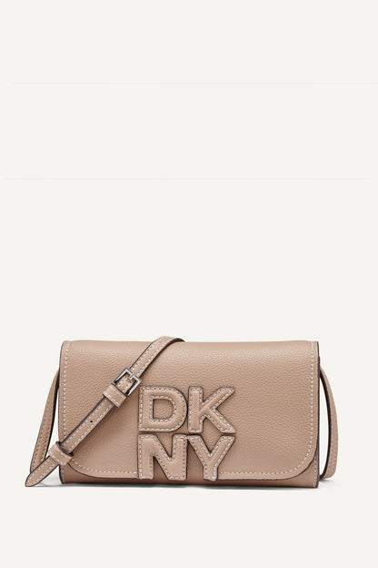 NICOLE FLAP CROSSBODY - Black/Silver | DKNY