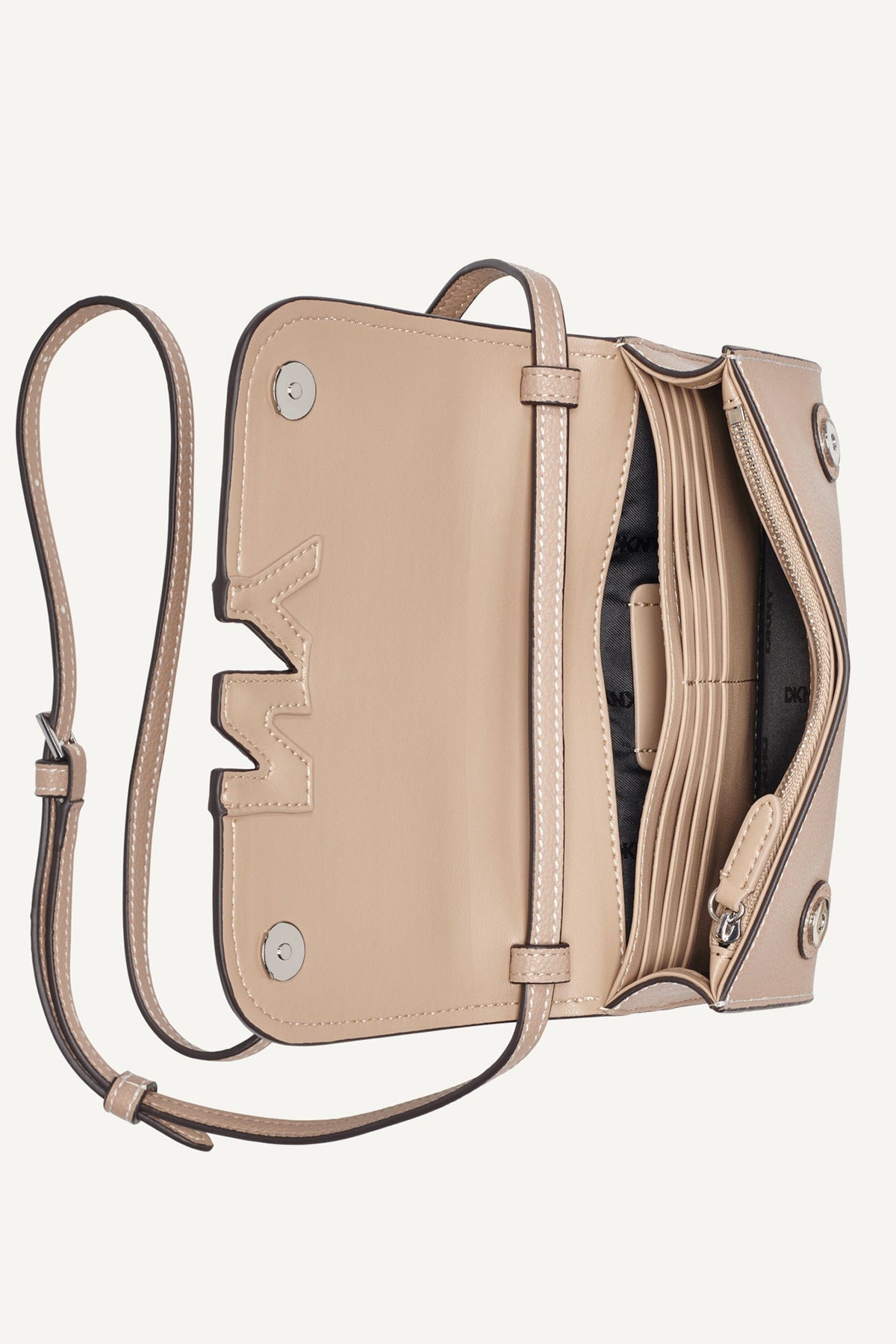 NICOLE FLAP CROSSBODY - Black/Silver | DKNY