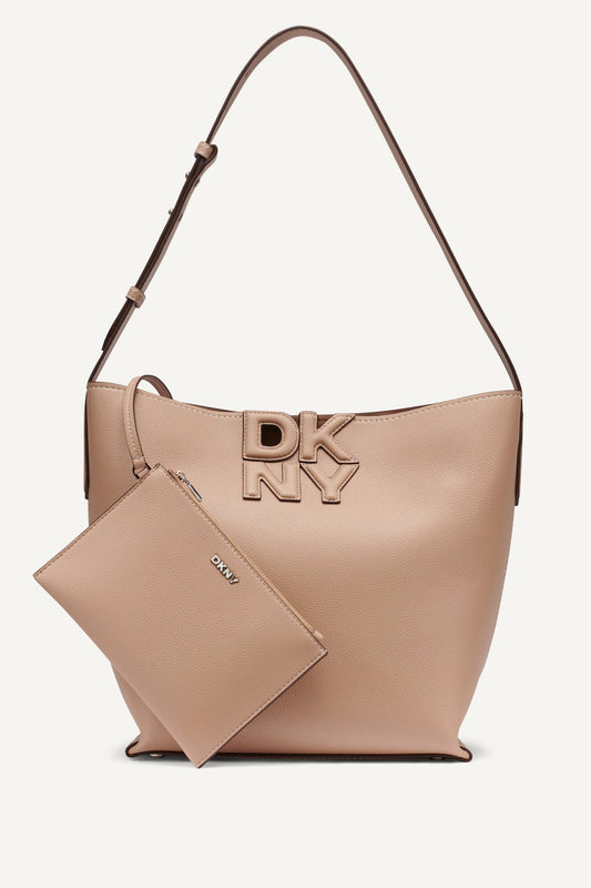 NICOLE LOGO BUCKET BAG - Black/Silver | DKNY