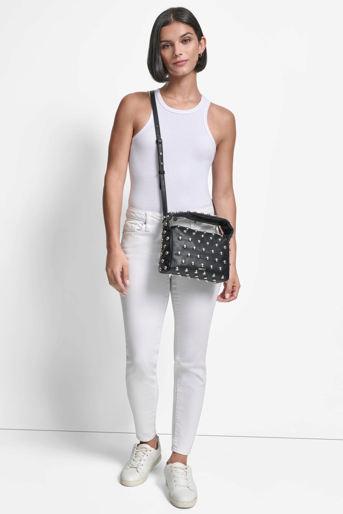 AGNES SHOULDER BAG - BLACK/SILVER | DKNY