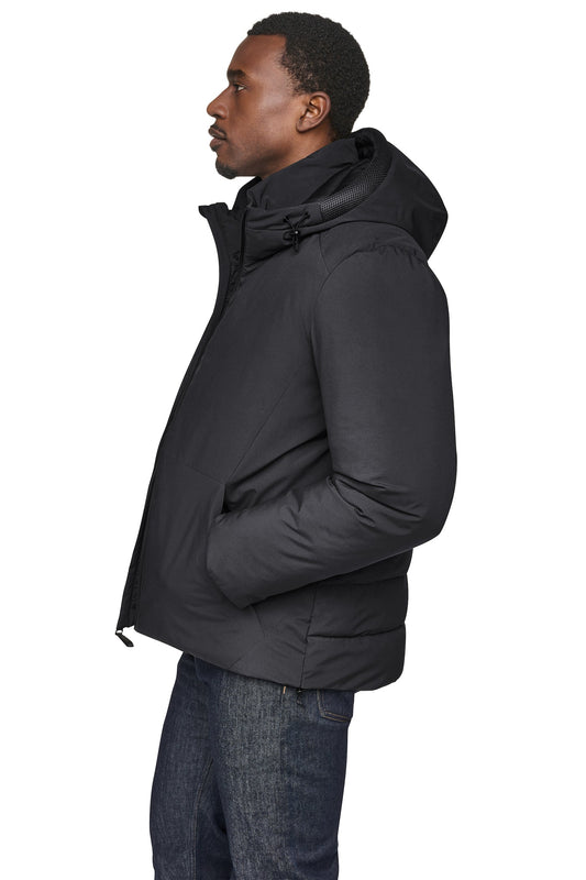 HOODED PUFFER JACKET - Black | DKNY