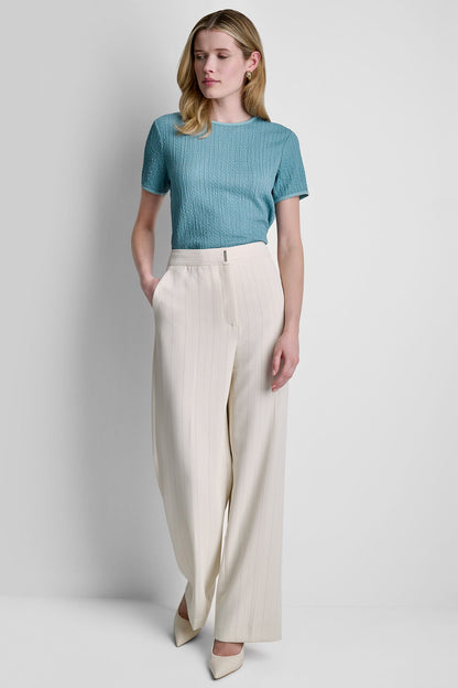 MID-RISE PINSTRIPE PANT - Coconut/Cameo Blue Stripe | DKNY