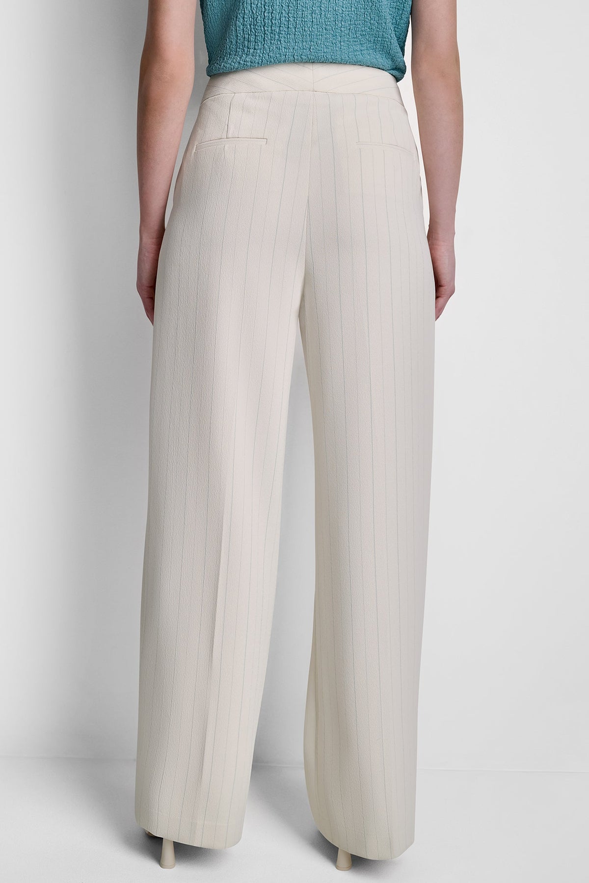 MID-RISE PINSTRIPE PANT - Coconut/Cameo Blue Stripe | DKNY