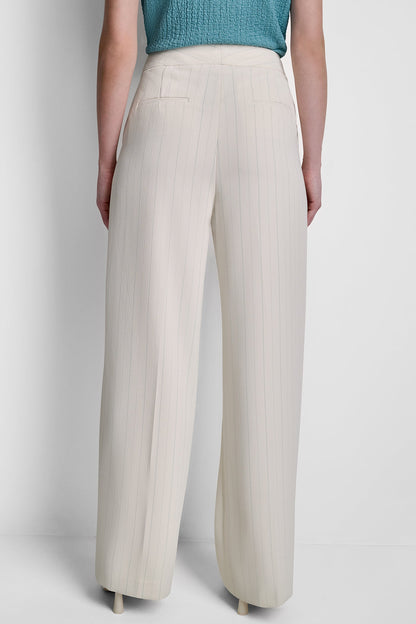 MID-RISE PINSTRIPE PANT - Coconut/Cameo Blue Stripe | DKNY